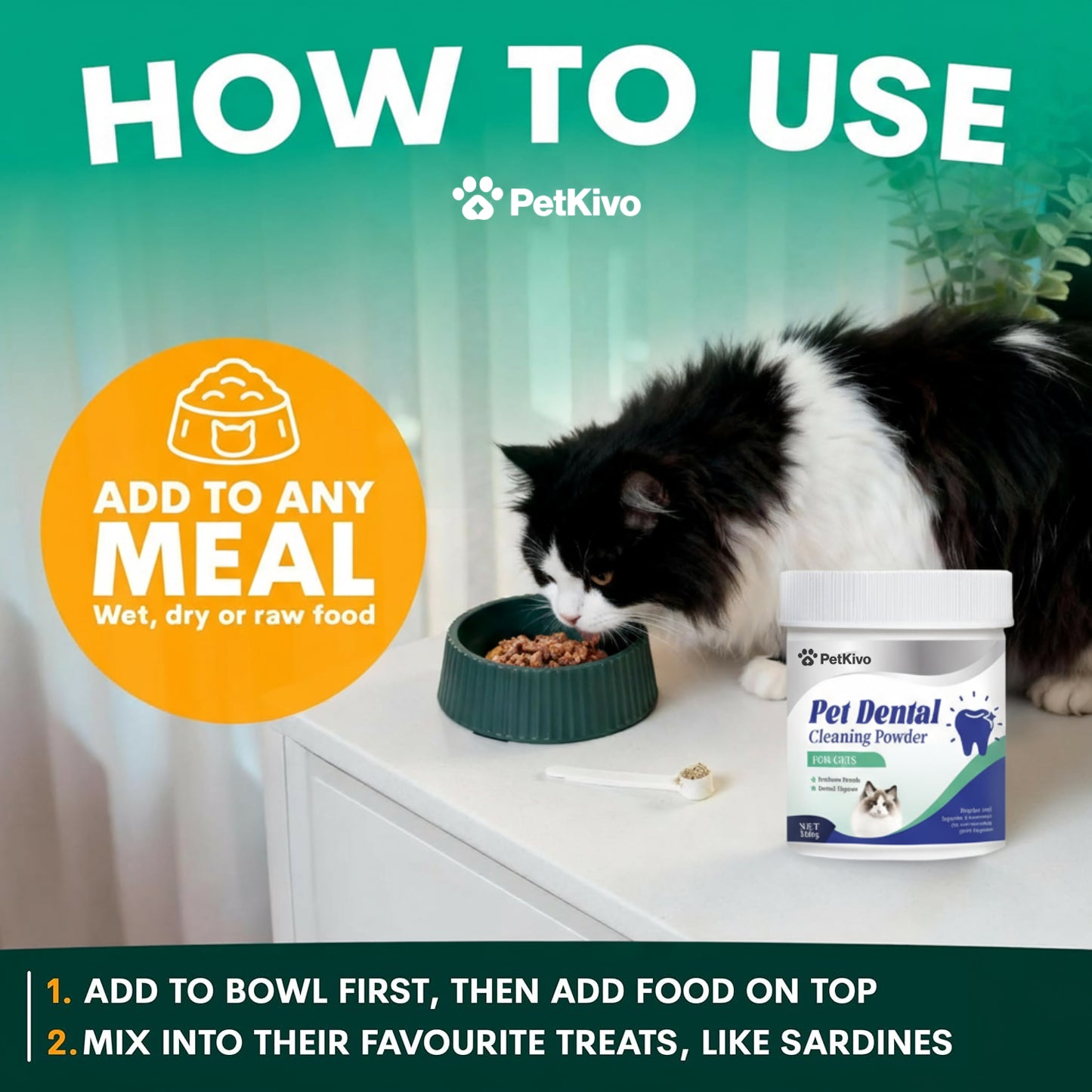 PetKivo Catbiotic™ – Daily Oral Hygiene Powder for Cats